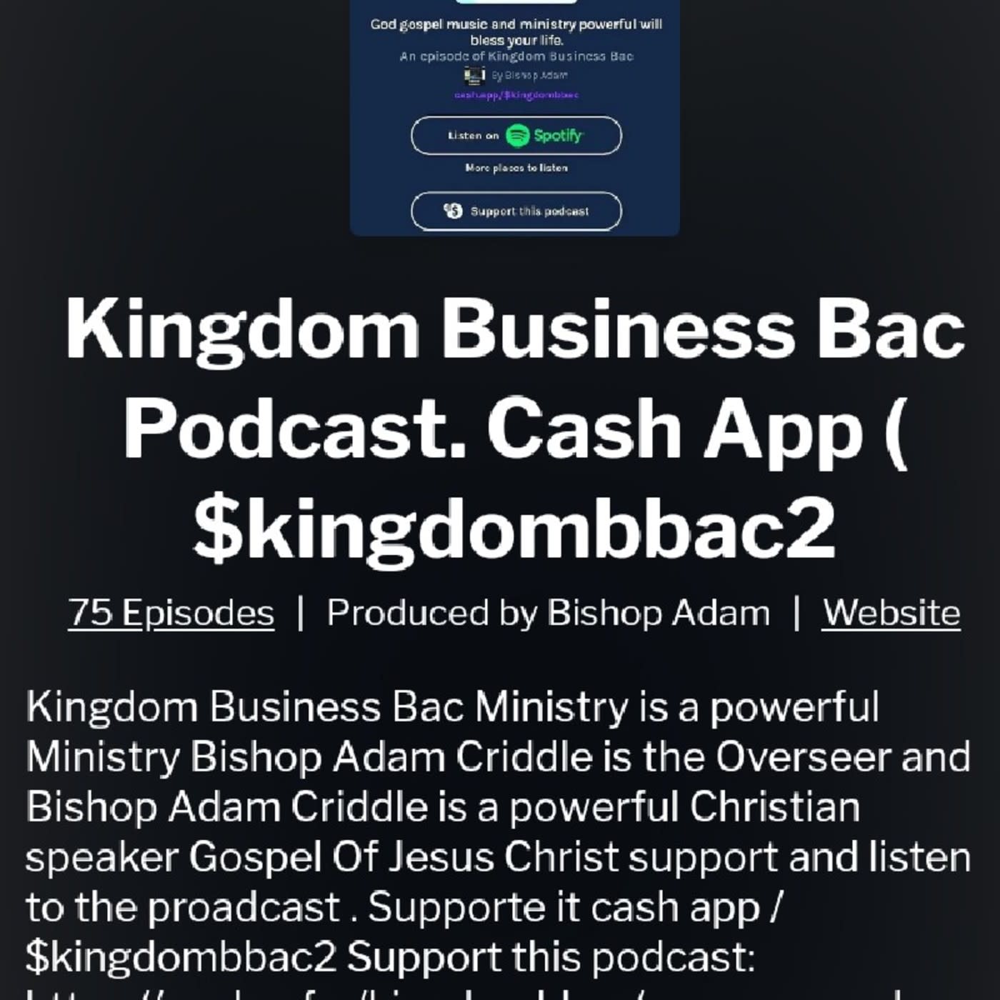 Kingdom Business Bac Podcast. Cash App ( $kingdombbac2