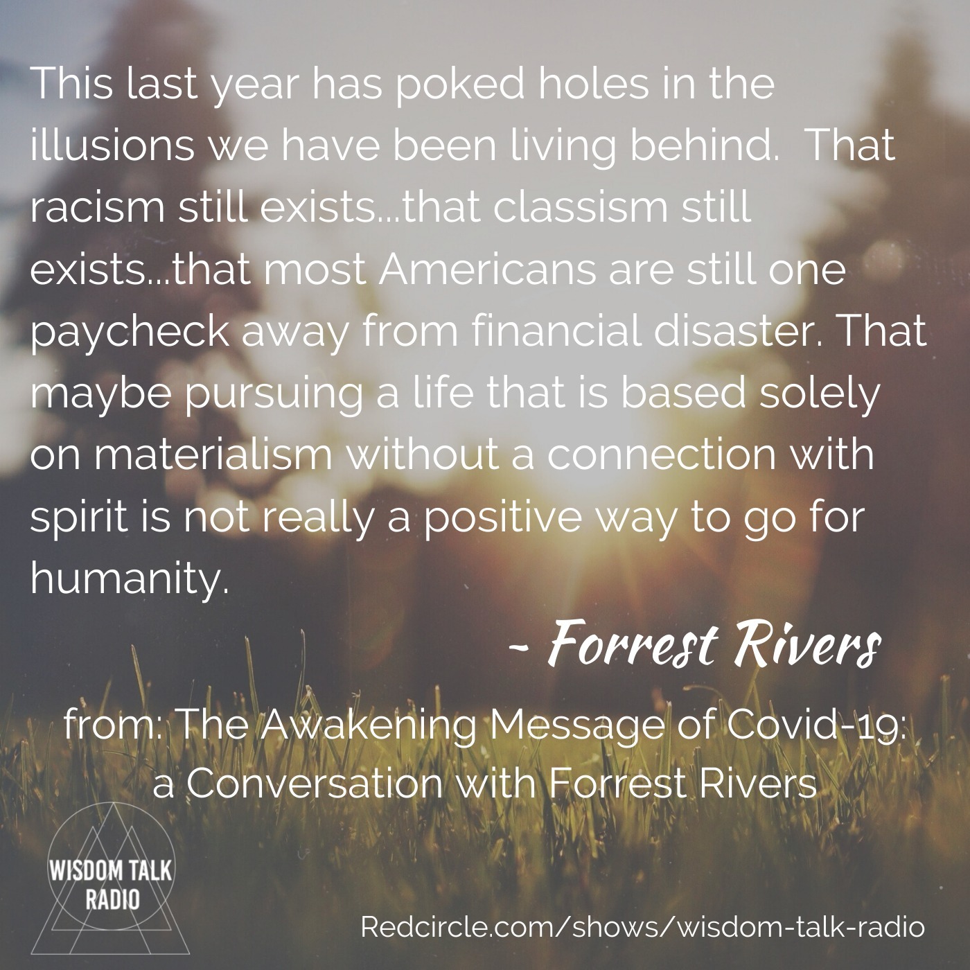The Awakening Message of Covid-19: a Conversation with Forrest Rivers