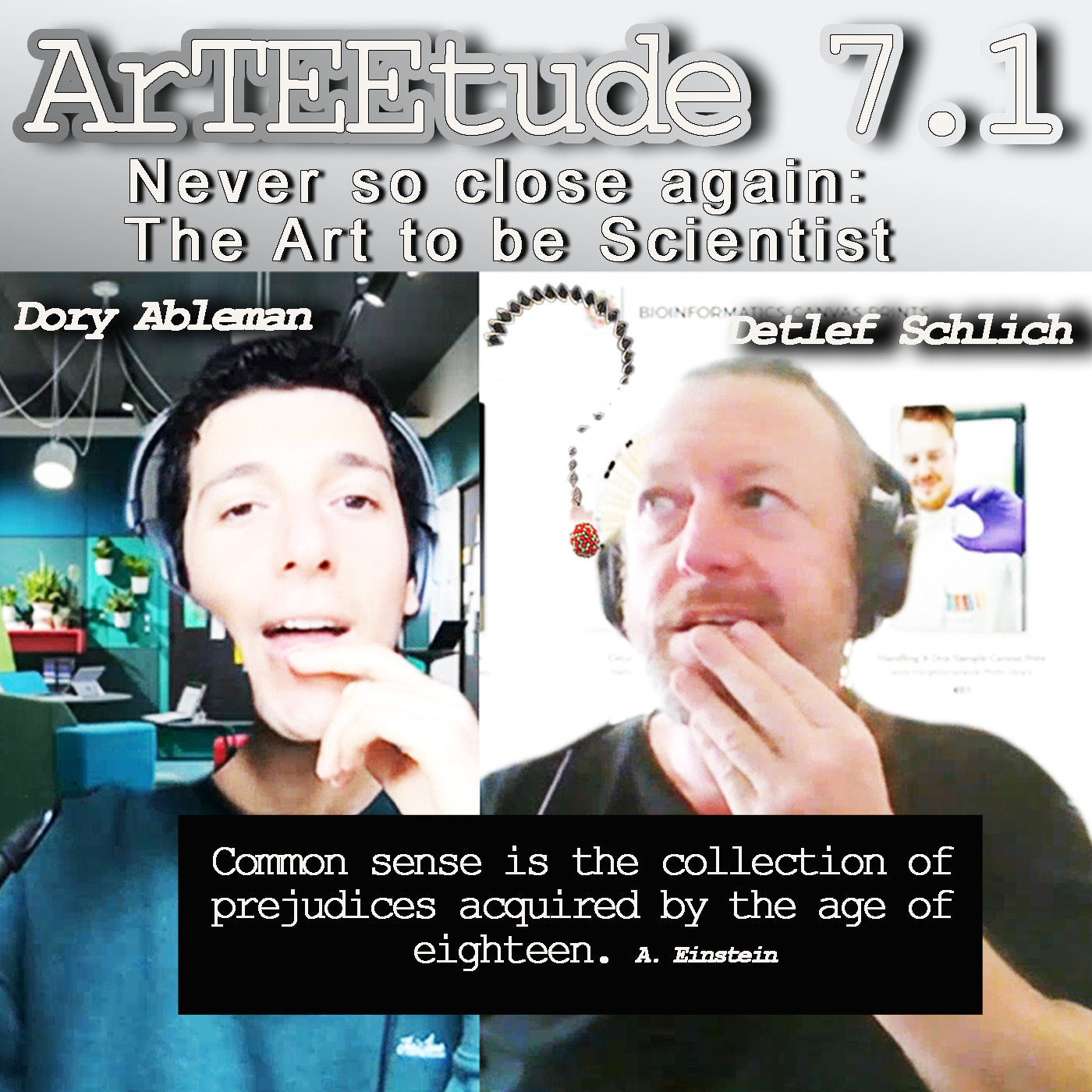 Episode 7.1 Canadian bioinformatic artist  Dory Ableman and Detlef Schlich in an ArTEEtude talk about Ableman´s experience with science and how science and art inspire each other.