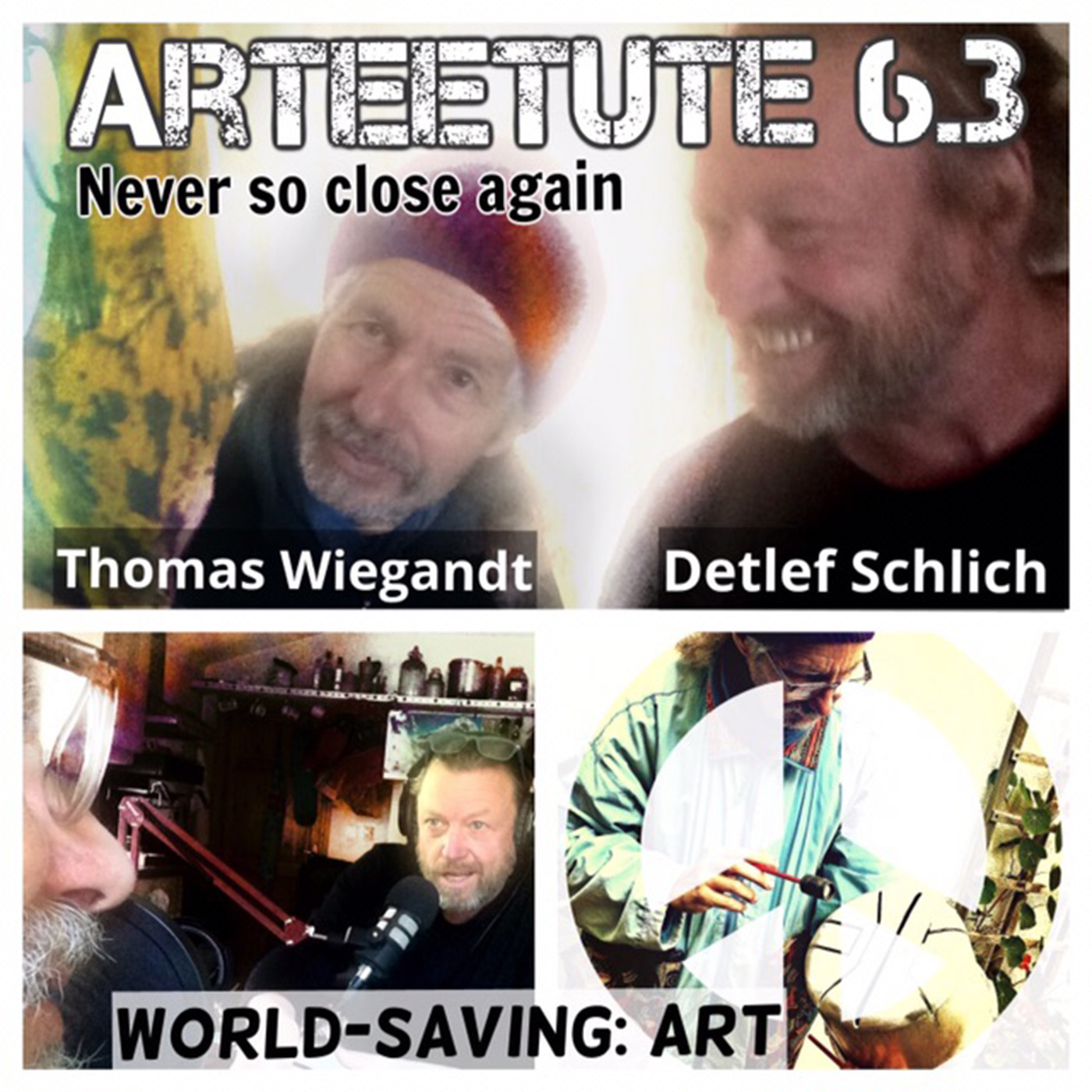 Episode 6.3 German multi-artist and neo shaman Thomas Wiegandt and Detlef Schlich in an ArTEEtude talk about Wiegandt´s experience with Schlich´s Worldsaving: Art performance and the role of an artist within such a performance.