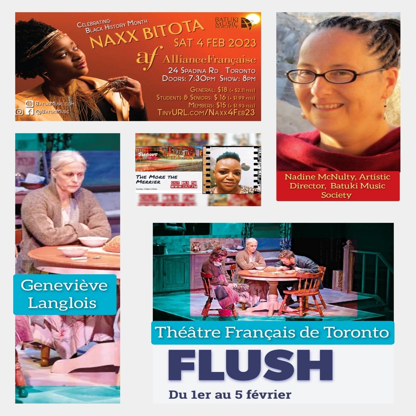 tmtm 22 Jan 23: Geneviève Langlois (FLUSH) + Nadine McNulty (Naxx Bitota Concert)
