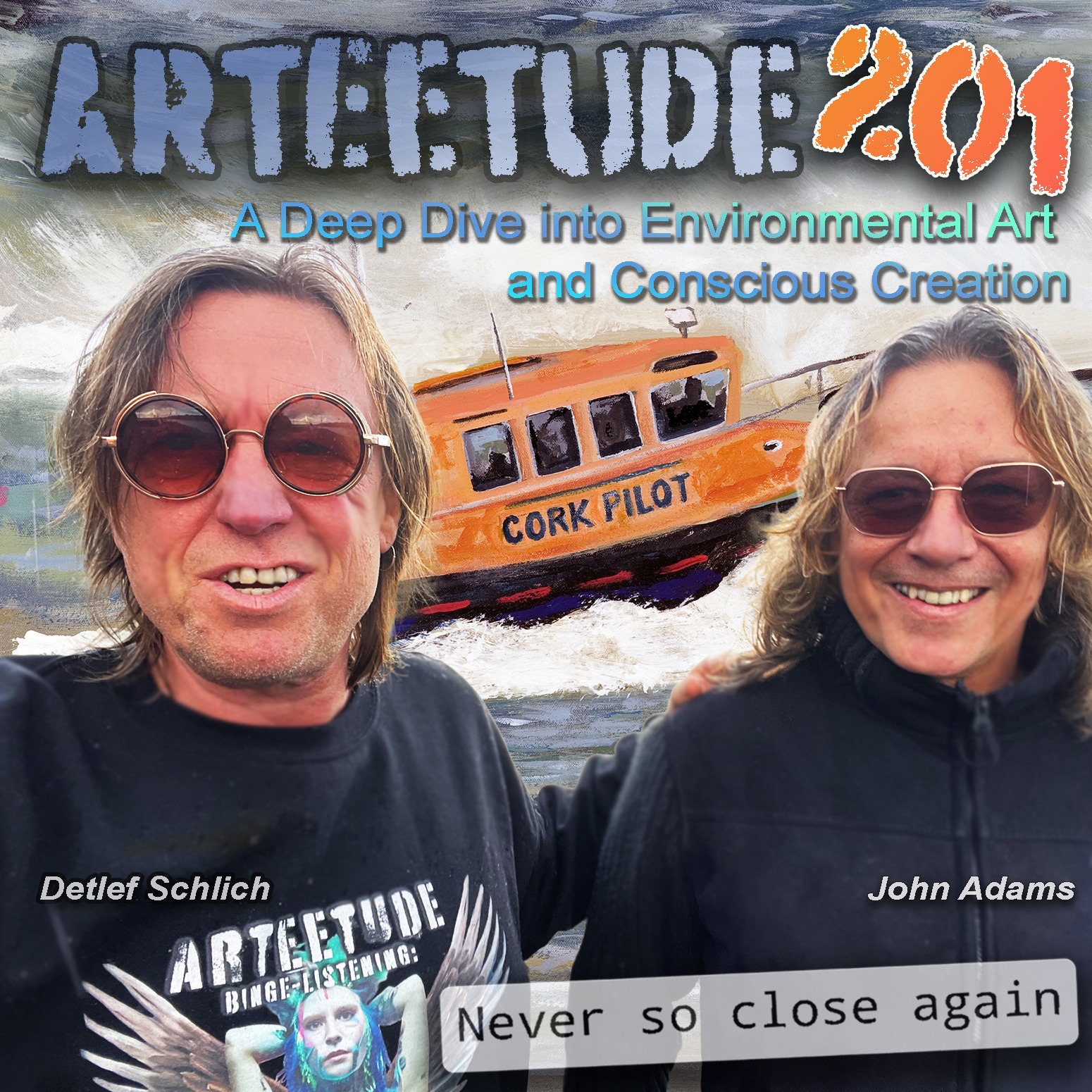 #Arteetude Episode 201 Detlef Schlich and John Adams: A Deep Dive into Environmental Art and Conscious Creation. At the End of the Podcast, we listen to MEAN MOTHERFUCKER by CRAB SEAL TEETH where Adams used to play the drums.