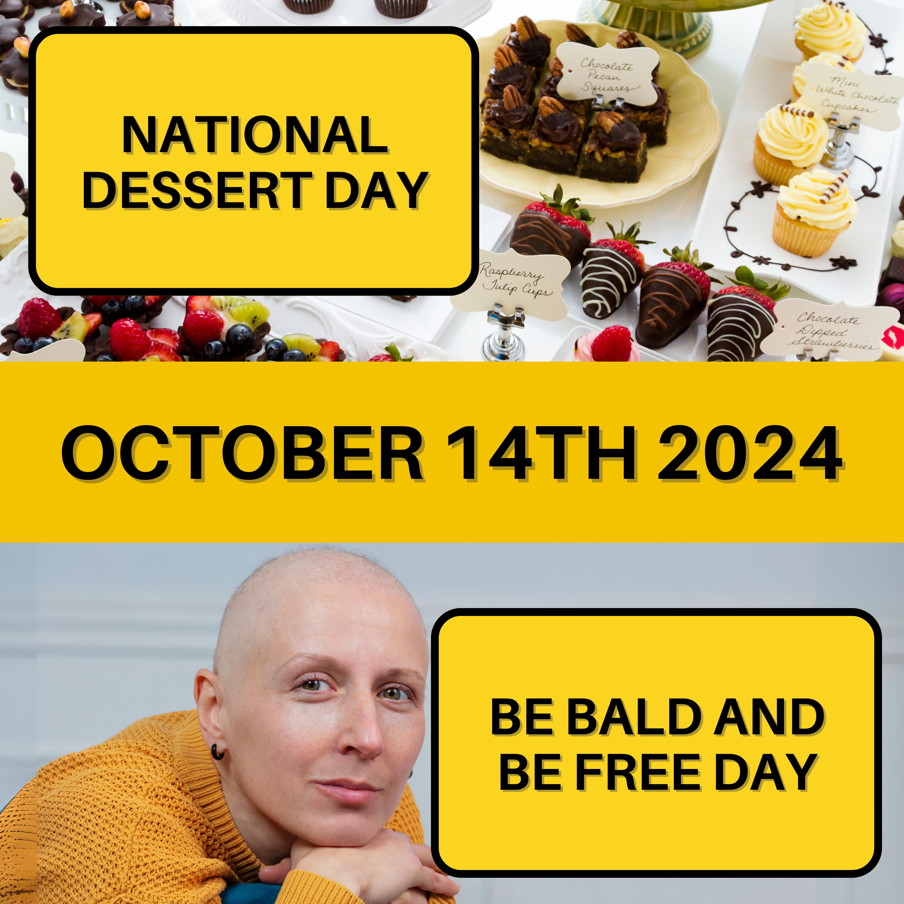 National Dessert Day & Be Bald and Be Free Day