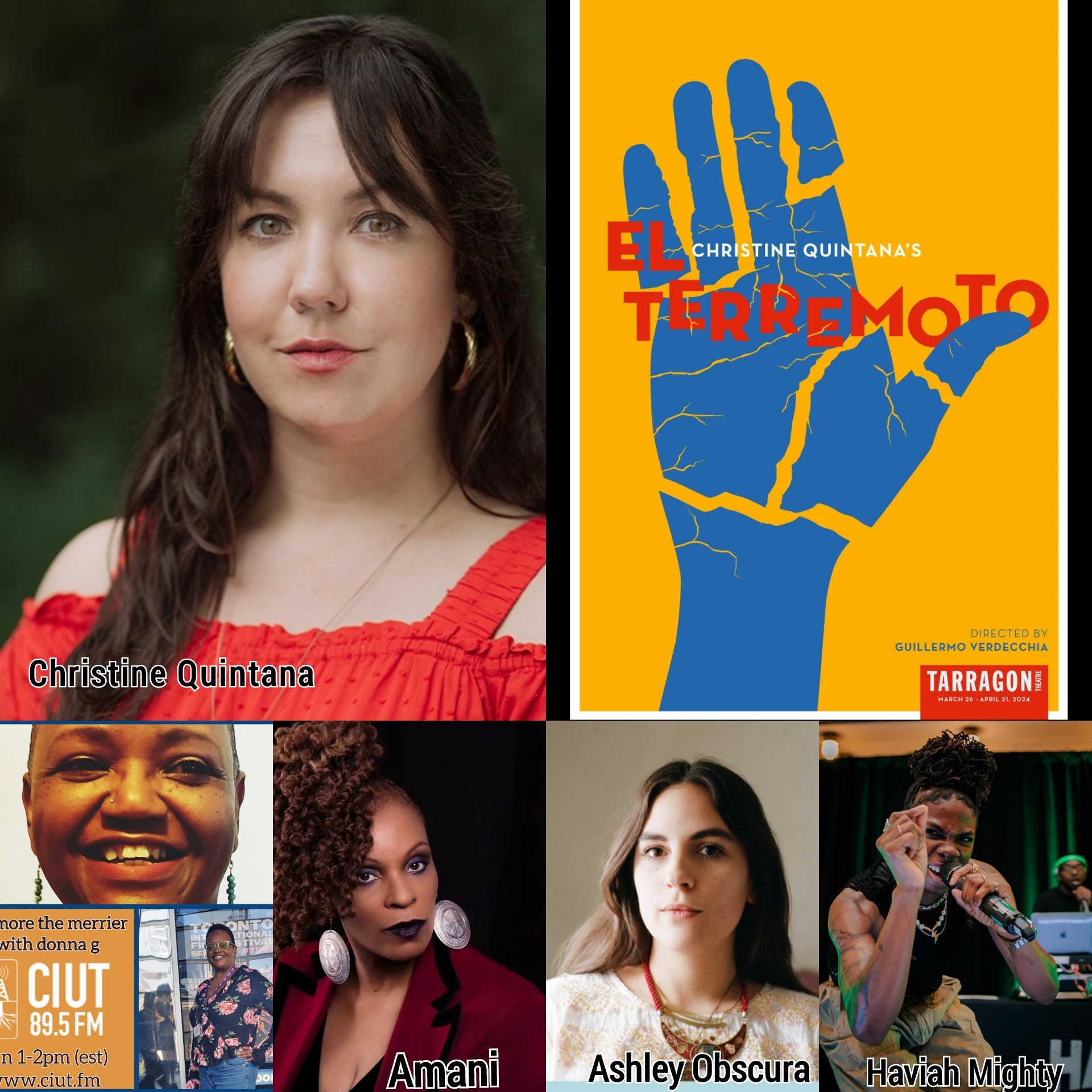 tmtm 31 march 24 Guest: playwright Christine Quintana (El Terremoto) + Spoken Word, Poetry, music