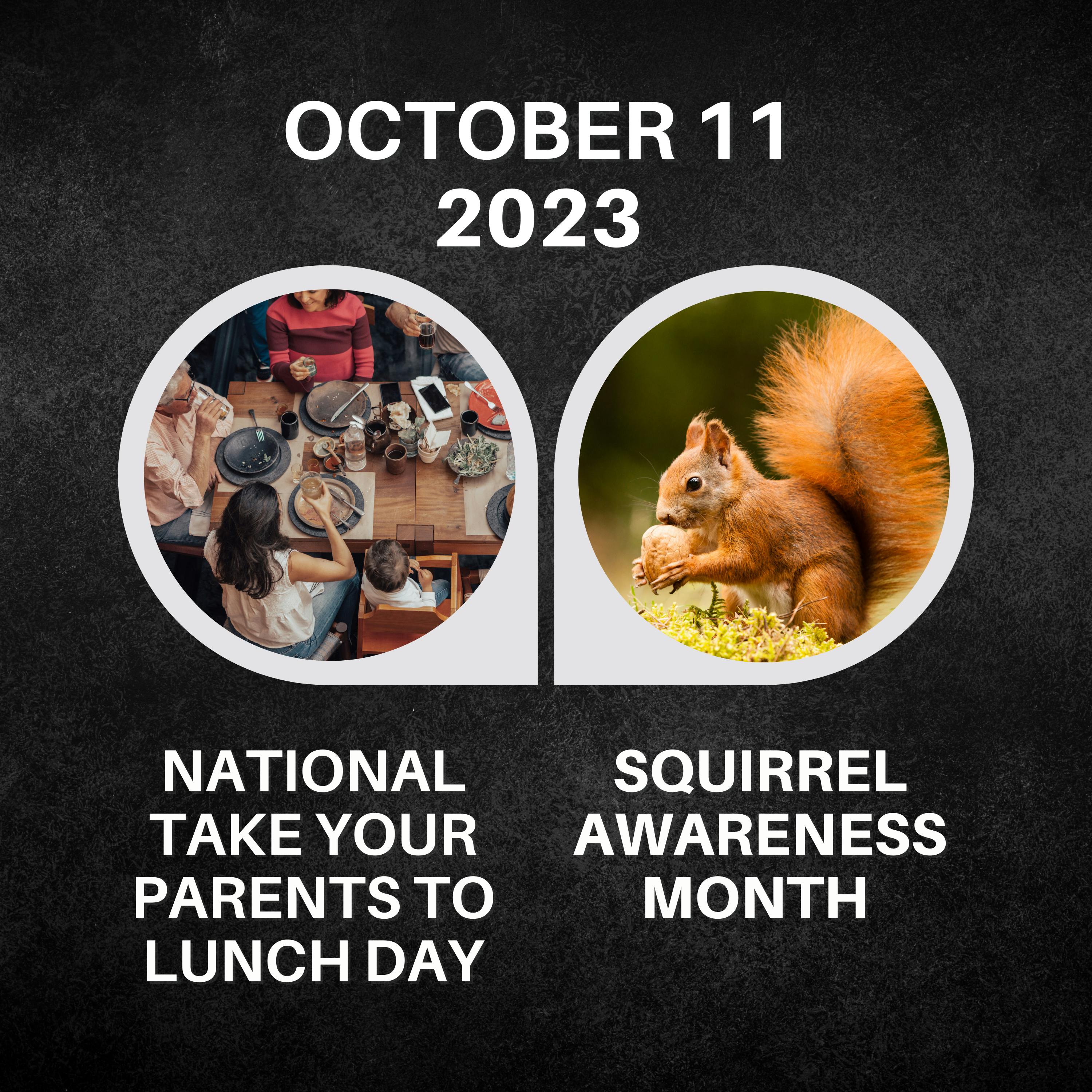 October 11, 2023 | Family Feasts and Furry Friends: Take Your Parents to Lunch & Raise Awareness for Squirrels