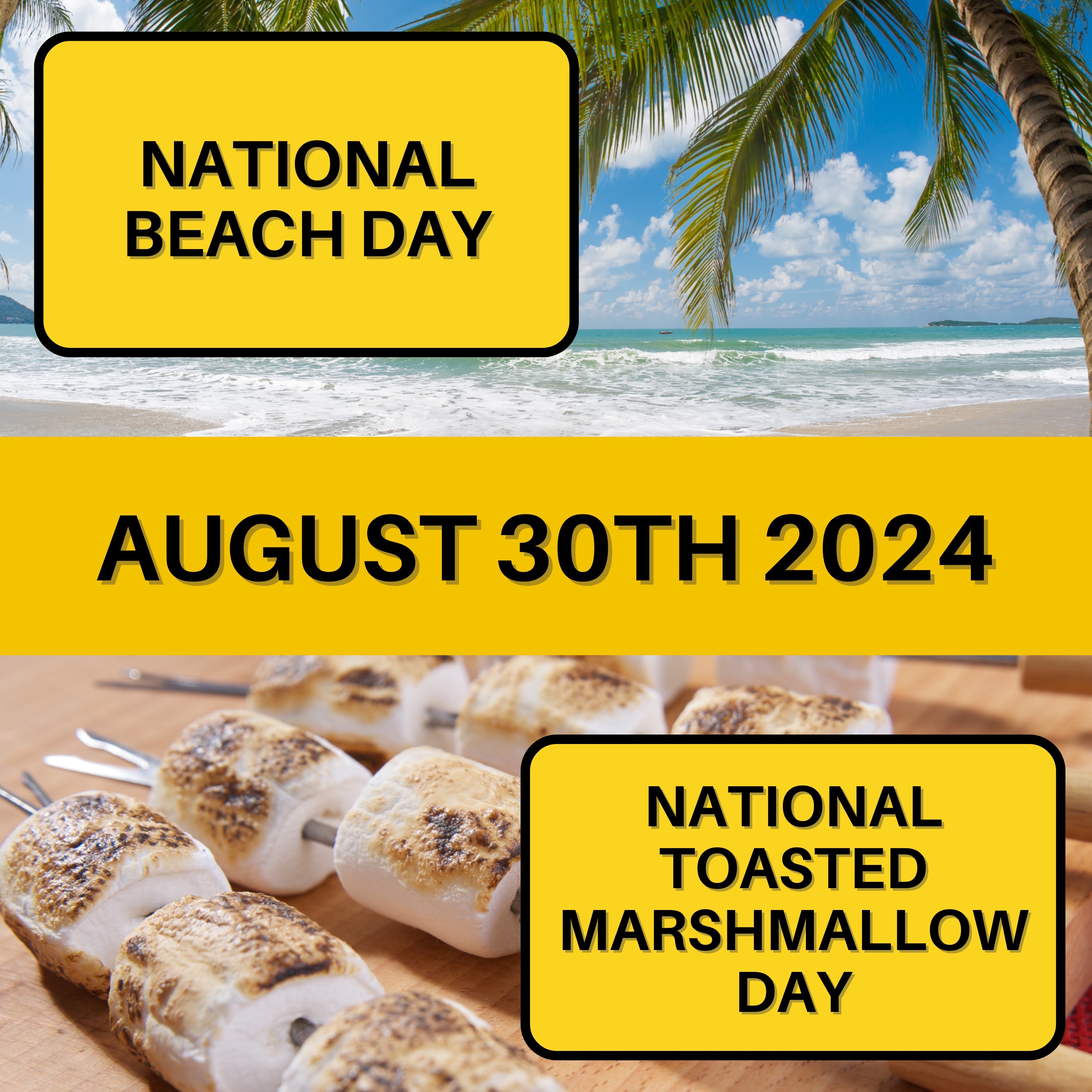 National Beach Day and National Toasted Marshmallow Day