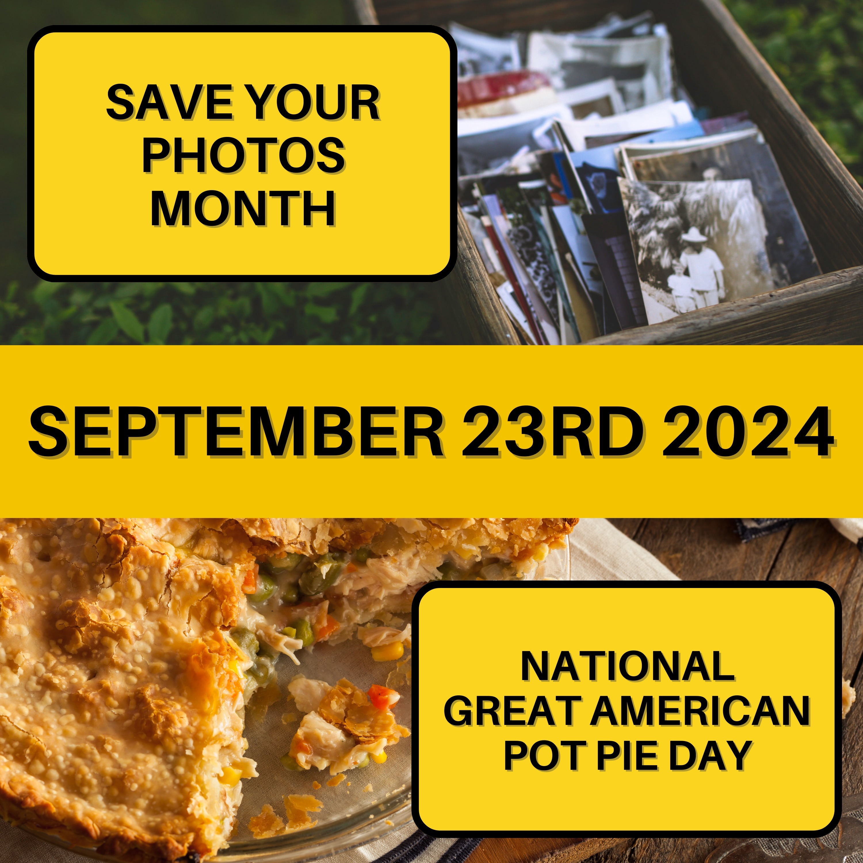 Save Your Photos Month & Great American Pot Pie Day