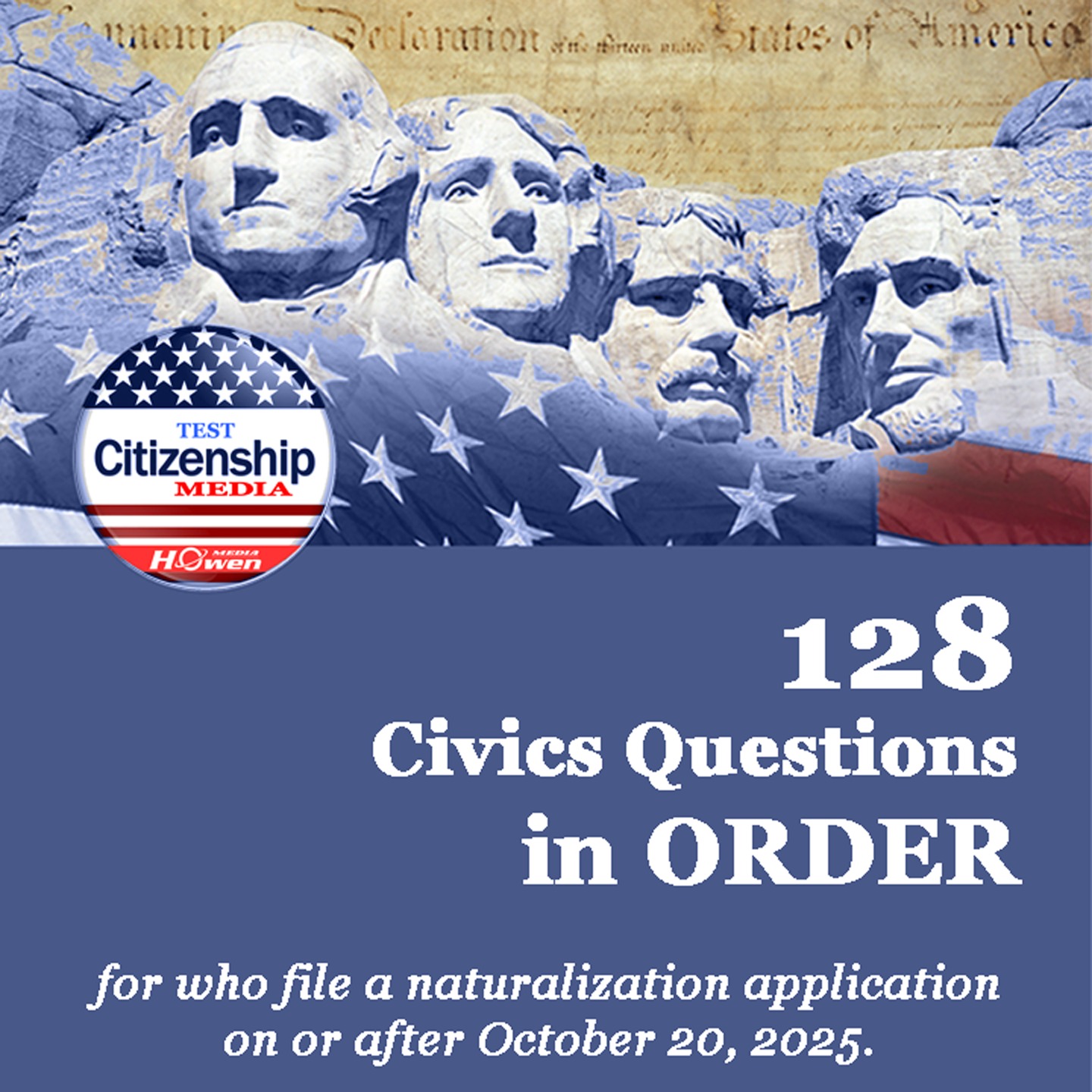 128 New Civics Questions in ORDER (KING VOICE) for U.S. Citizenship Test – Slow SPECIAL Male Voice, One Answer, No Repetition