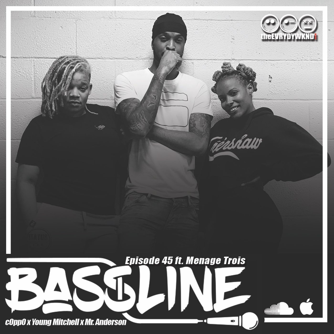 the BASSLINE podcast ep. 45 Ft. Menage Trois episode artwork