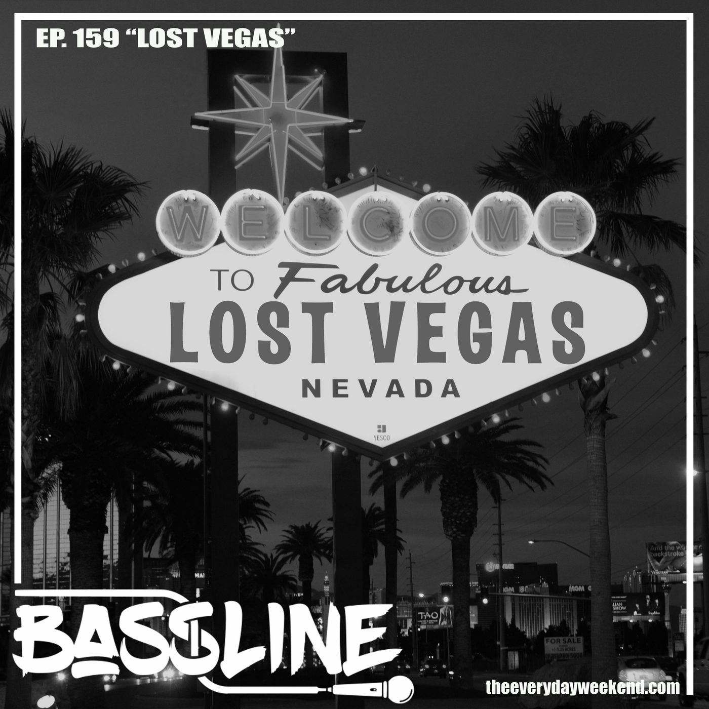 the BASSLINE podcast ep 159 "Lost Vegas" episode artwork