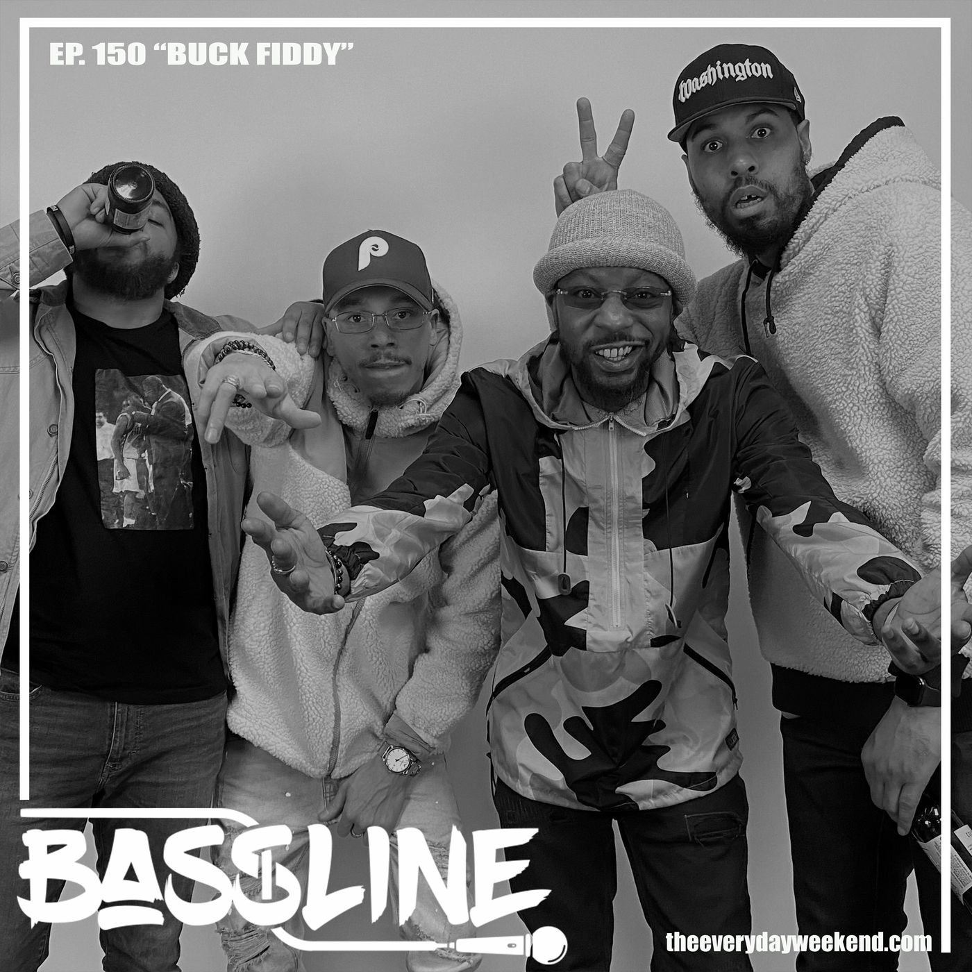 the BASSLINE podcast ep 150 "BUCK FIDDY" episode artwork