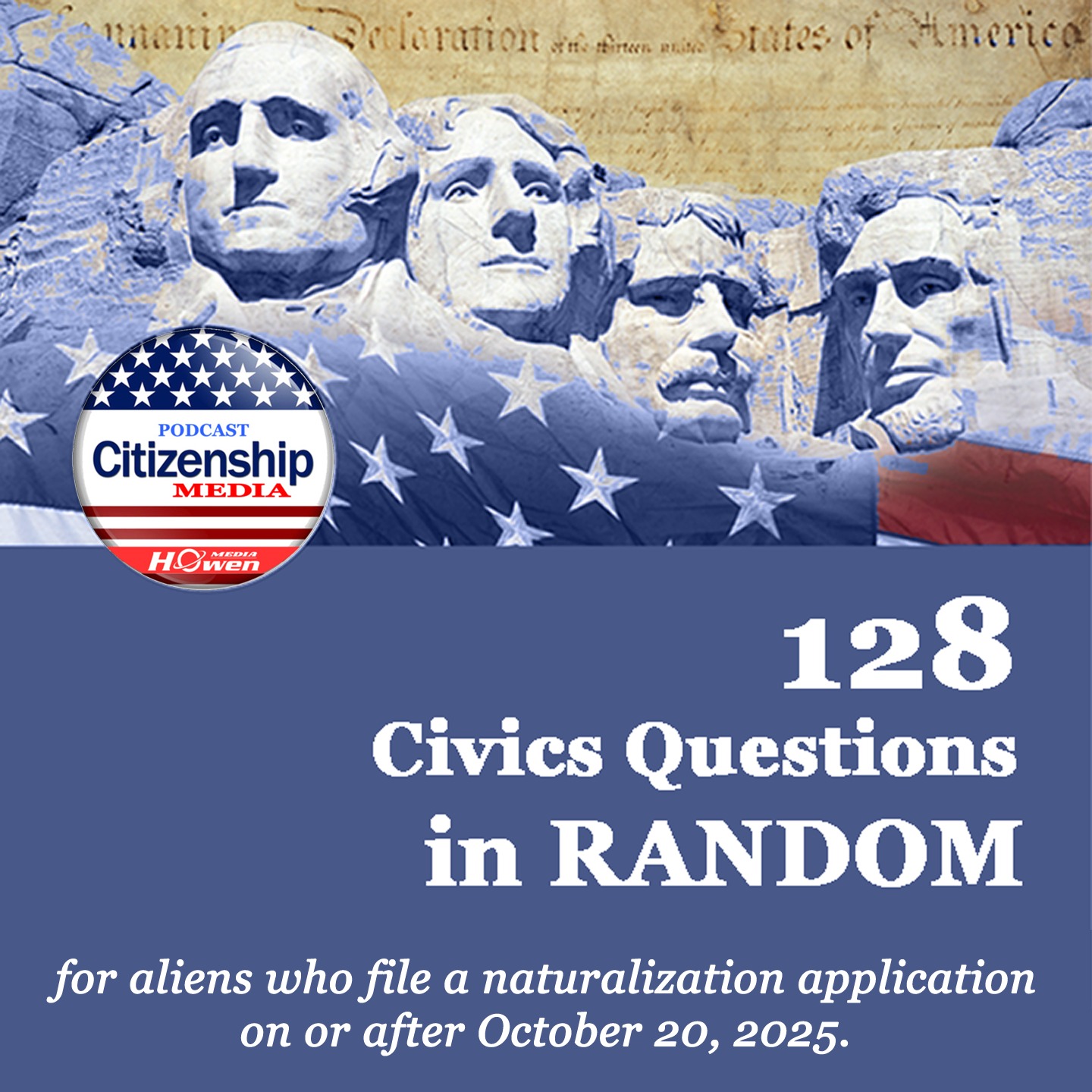 128 Civics Questions in RANDOM (ADAM & EVA VOICES_06_057) for U.S. Citizenship Test – Male & Female Voices, One Answer, Repetition