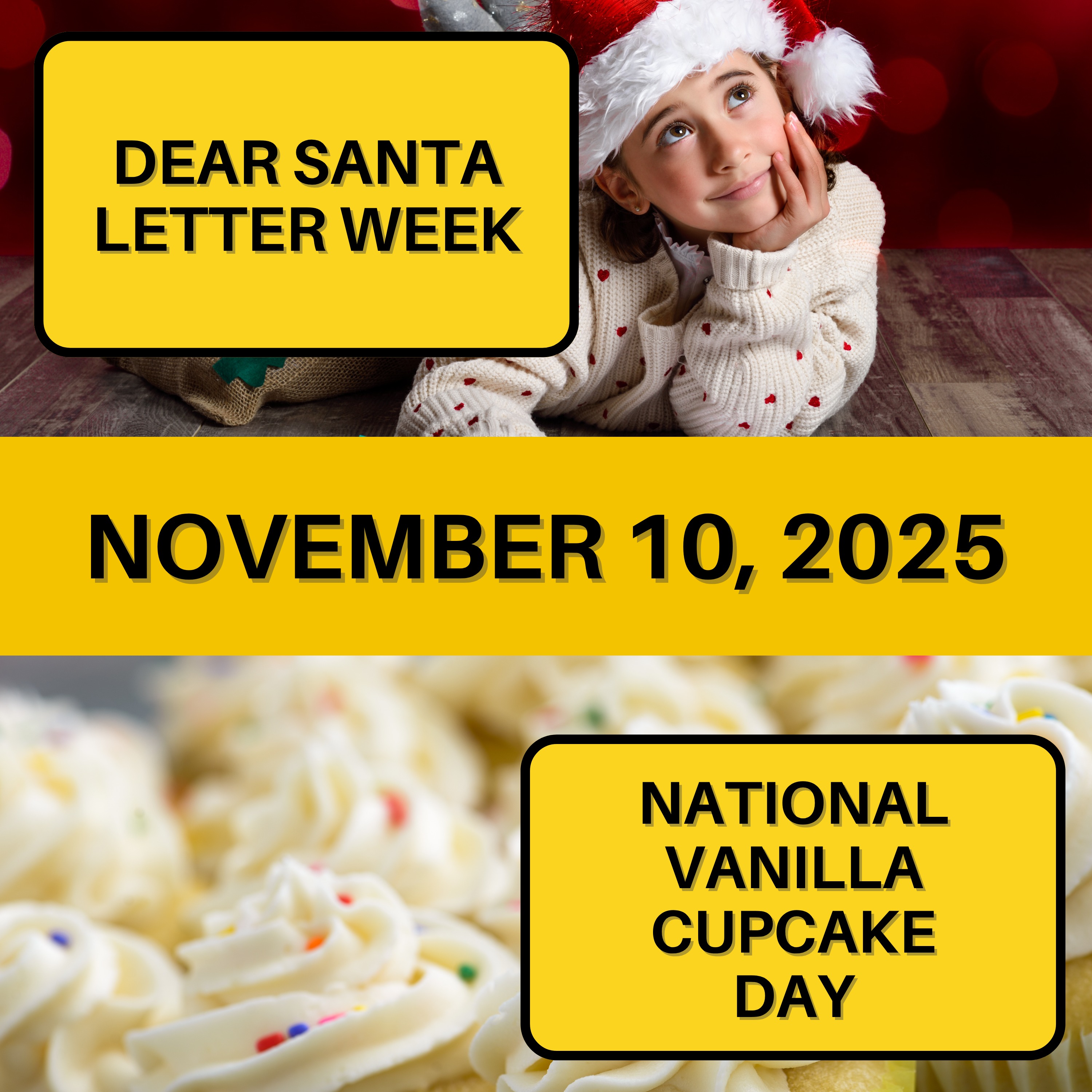 Dear Santa Letter Week & National Vanilla Cupcake Day