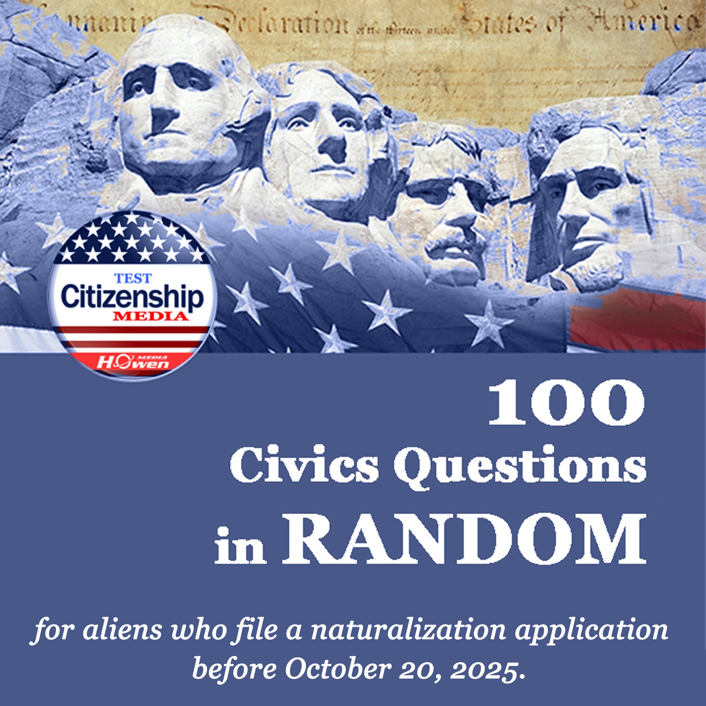 100 Civics Questions in RANDOM (R100_EVA VOICE_04_084) for U.S. Citizenship Test – Slow Female Voice, One Easy Answer, No Repetition