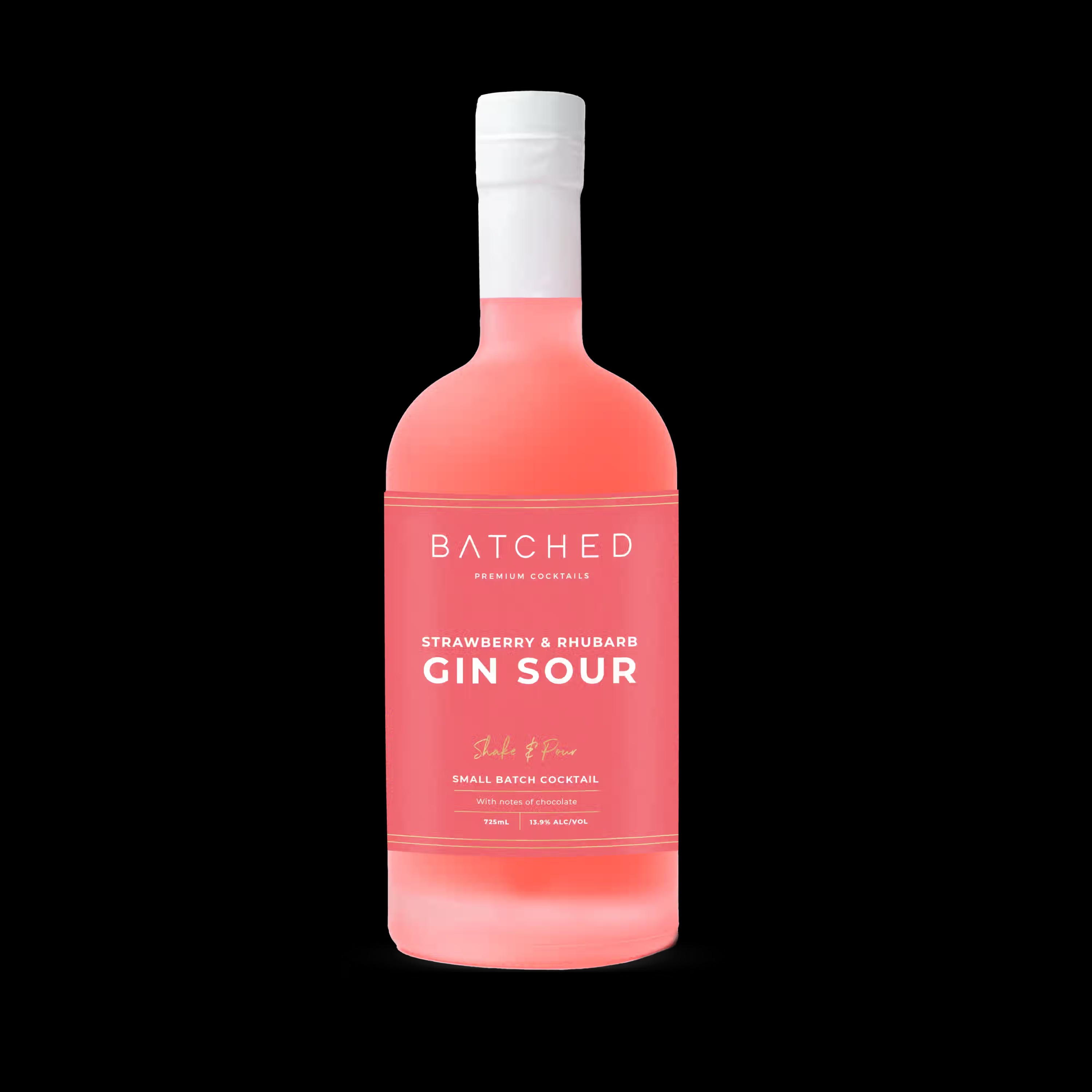 Batched Strawberry Rhubarb Gin Sour