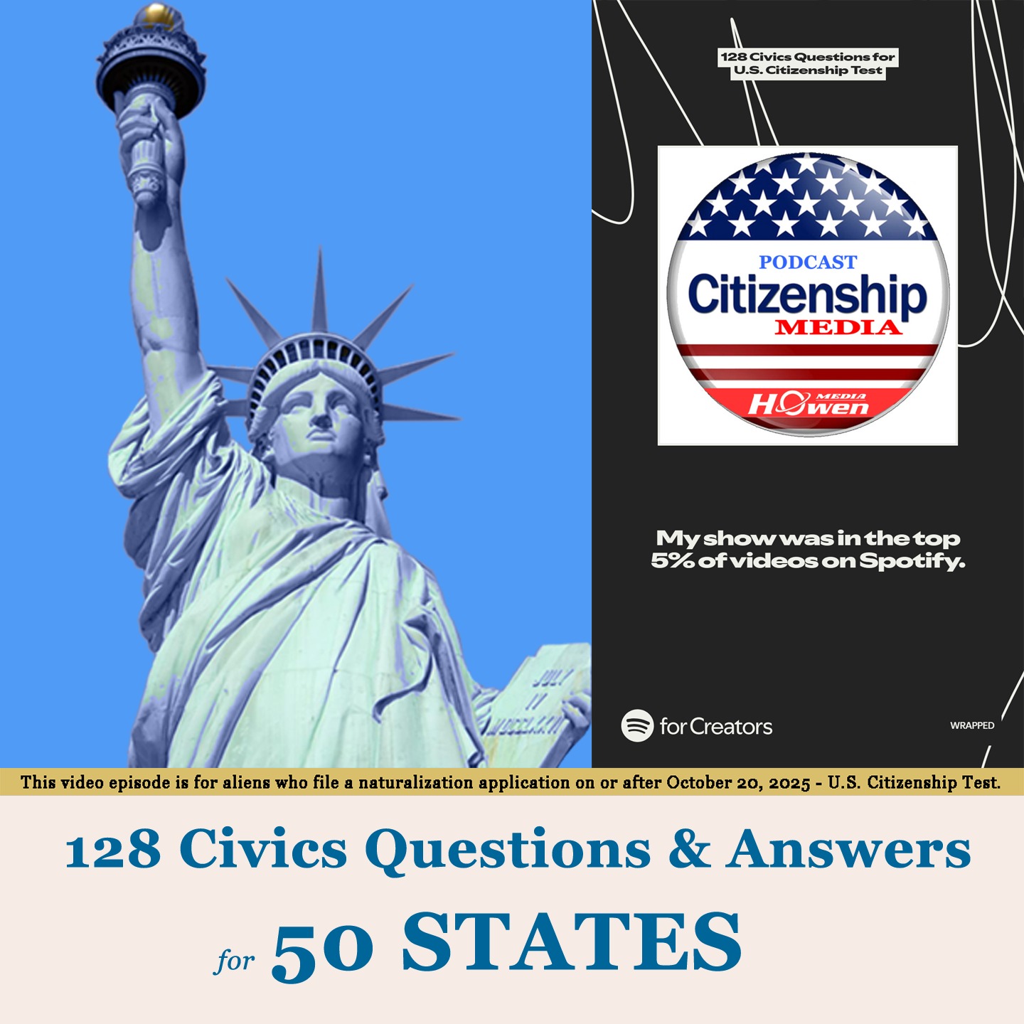 128 Civics Questions in ORDER (KRISTIE VOICE) for U.S. Citizenship Test – Very Fast Female Voice, One Answer, No Repetition
