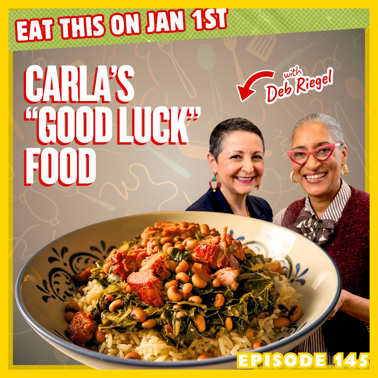 Carla's Good Luck Food | Black-Eyed Pea Stew with Collards & Rice