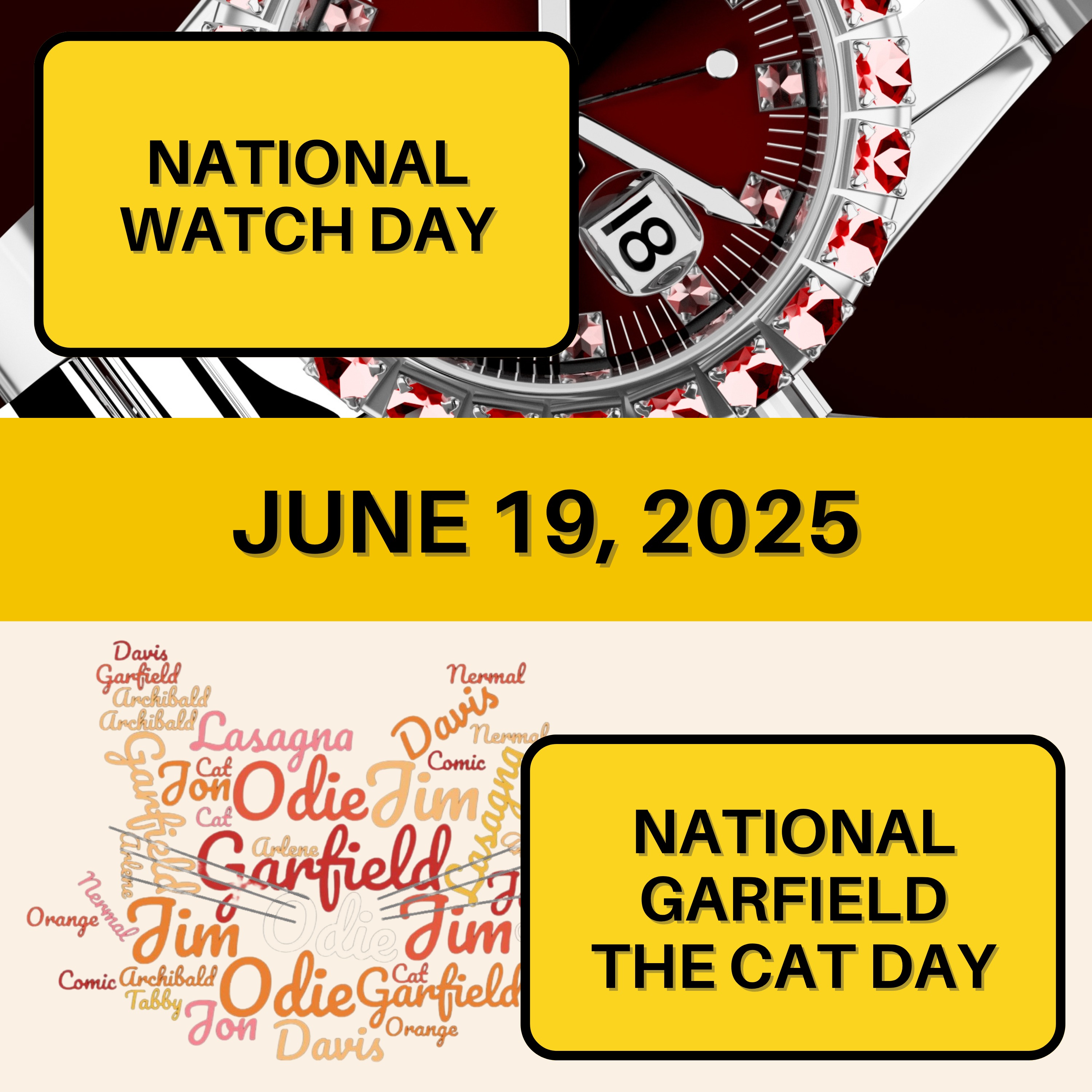 National Watch Day & National Garfield The Cat Day