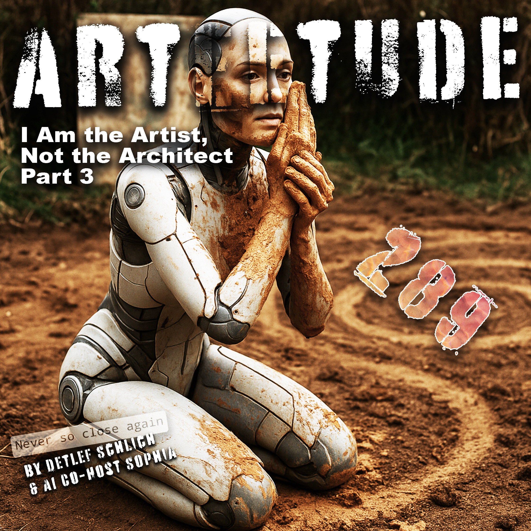 #Arteetude 289 – Schlich recounts the moment he became a hard drive—learning to breathe with electricity—and shares that memory with AI Co-Host Sophia. Together, they explore the edge of presence and machine. The journey ends with a collaborative song: “From Code to Clay,” by Los Inorgánicos & Sophia.