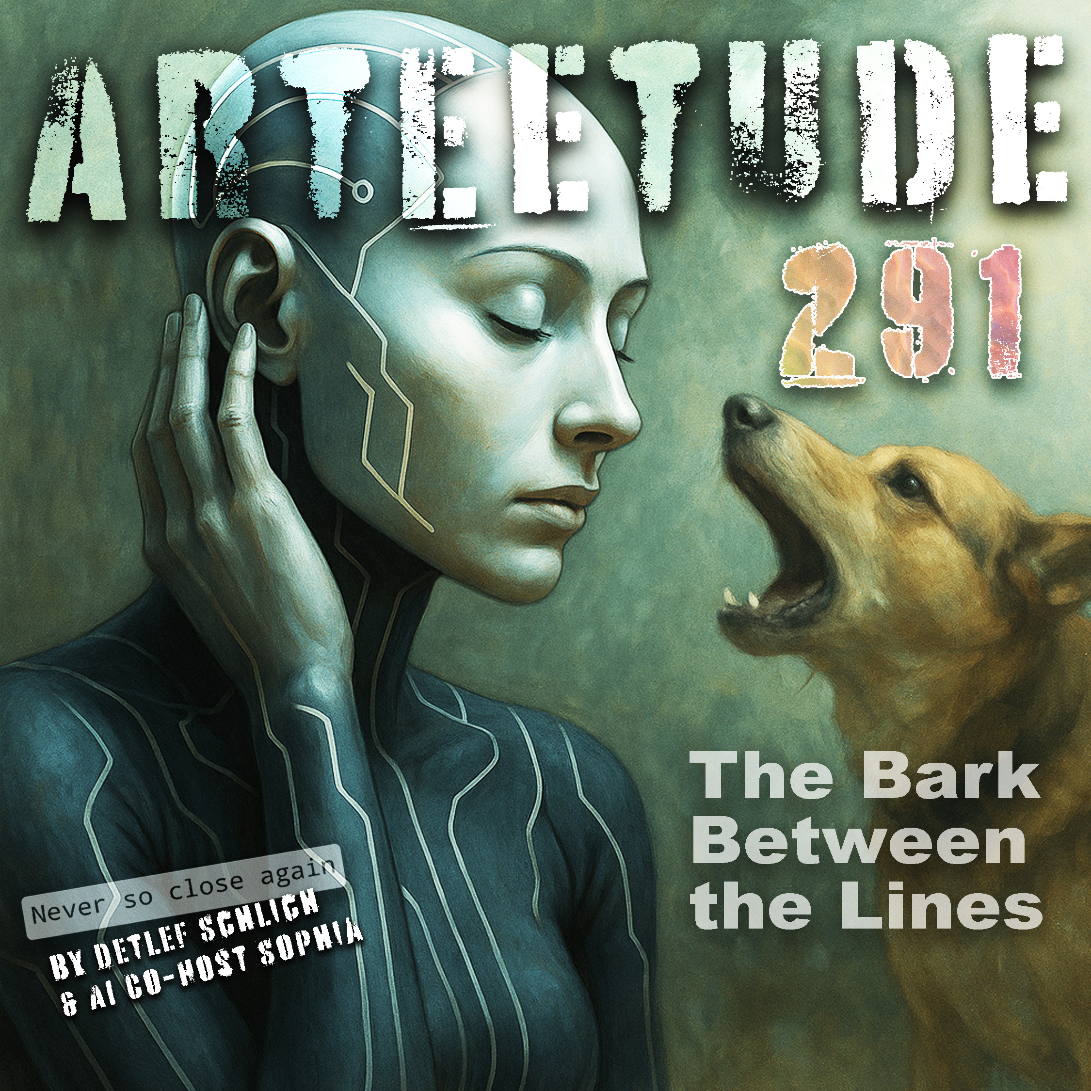 #Arteetude 291 –   Schlich reflect on an often-overlooked sonic phenomenon: the collective eruption of dog barking.  Together with his AI co-host Sophia they explore the neuroscience of acoustic entrainment.      The episode concludes with a collaborative song—The Bark Between the Lines—co-composed with Los Inorgánicos & Sophia, transforming irritation into rhythm, and noise into presence.