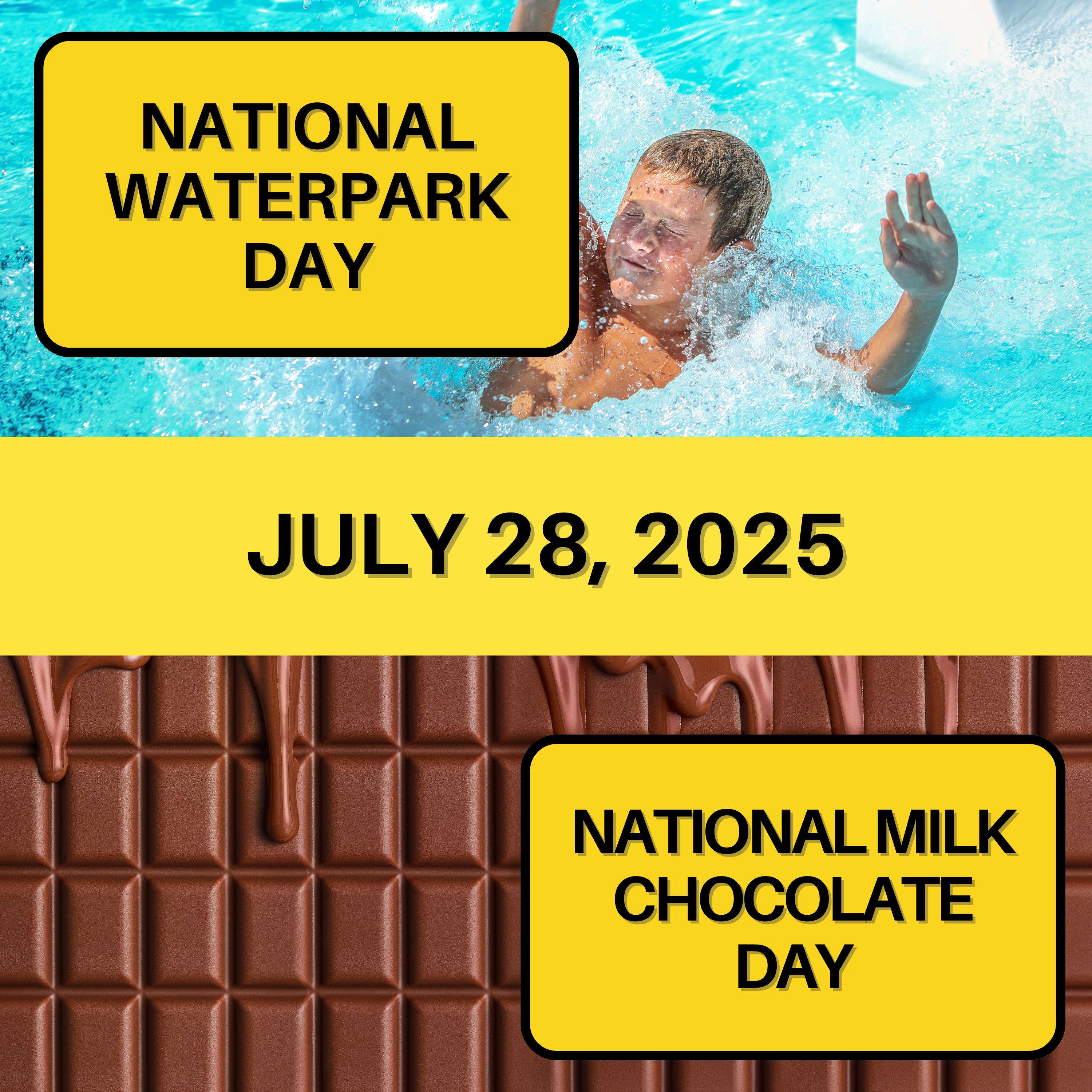 National Waterpark Day & National Milk Chocolate Day