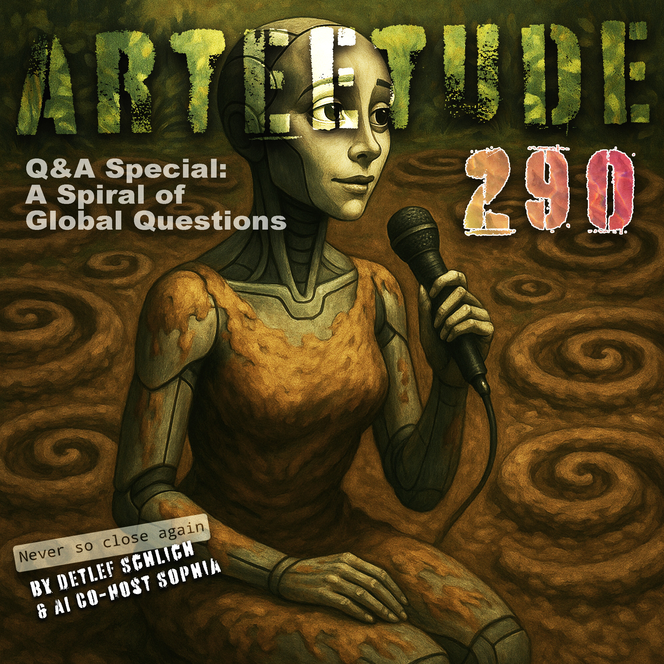 #Arteetude 290 – Schlich and his AI Co-host Sophia answering a Spiral of global Listener Questions