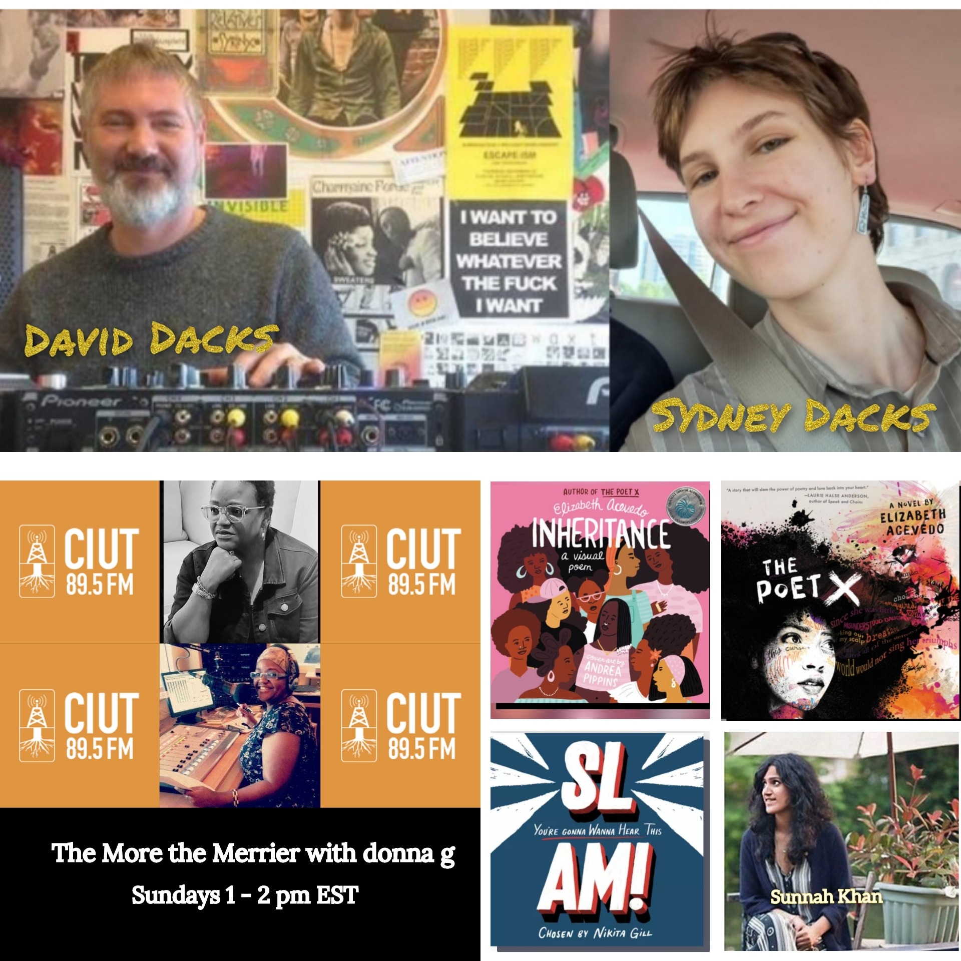 tmtm 17 august 25 Guests David and Sydney Dacks ,(Intersection Festival) + Spoken Word and Audiobooks