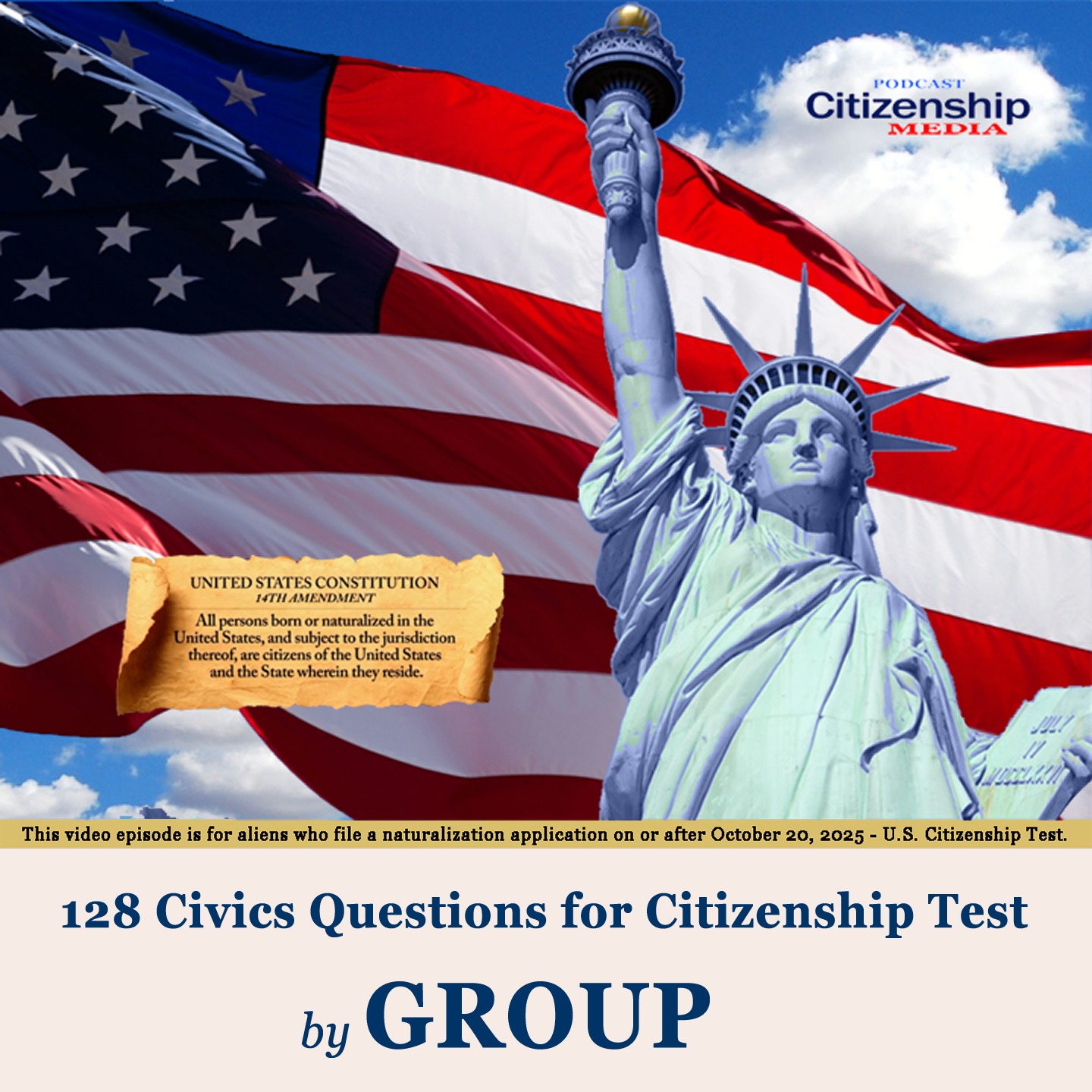 128 Civics Questions by GROUP (LAURA VOICE_01_G9) for the U.S. Citizenship Test – Slow Female Voice, One Answer, NO Repetition