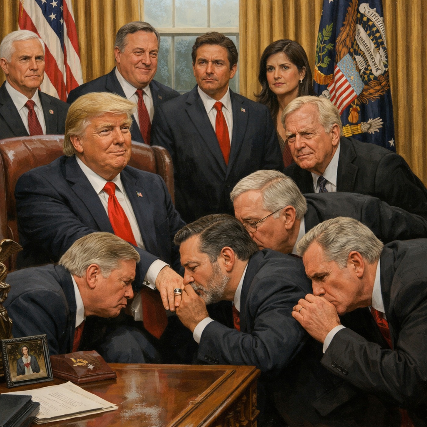 WHAT ABOUT UKRAINE, GOP members kiss the ring of Trump without shame episode artwork