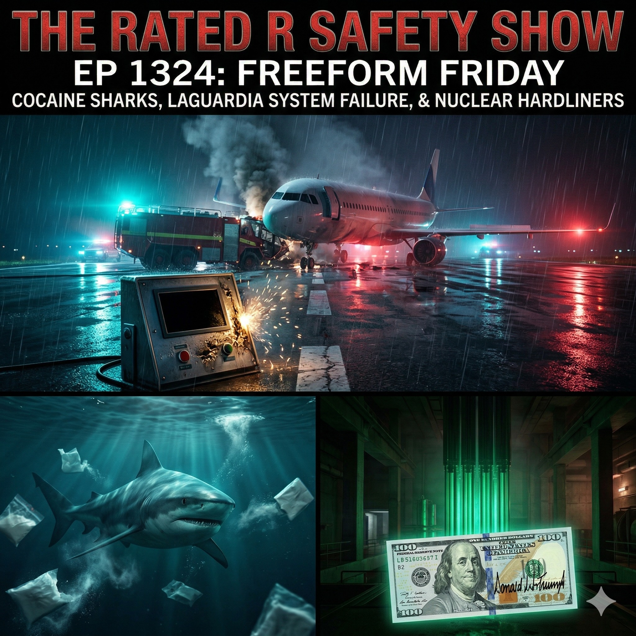 EP 1324: Freeform Friday – Cocaine Sharks, LaGuardia's System Failure, & Nuclear Hardliners