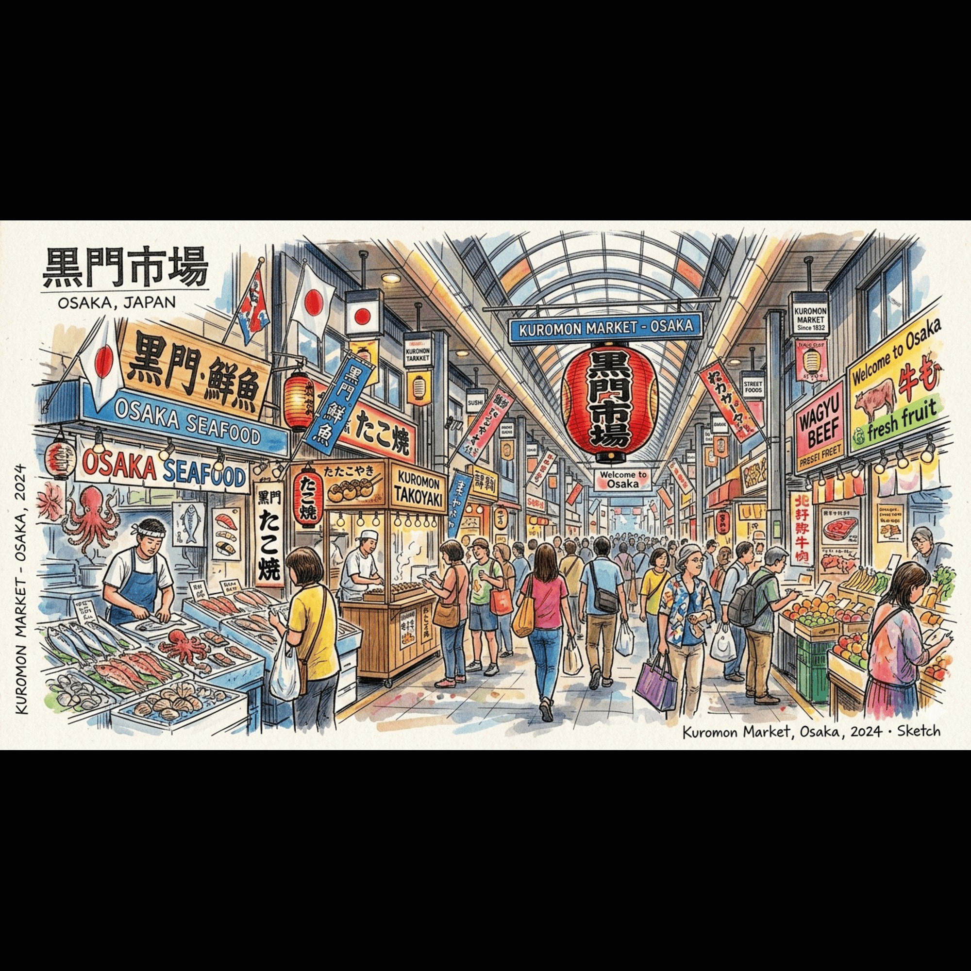(FRA)  l'évolution historique du marché de Kuromon à Osaka episode artwork