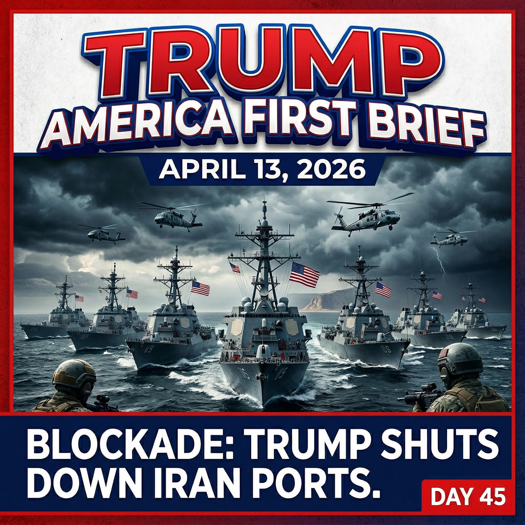 Monday, April 13th 2026: BLOCKADE: TRUMP SHUTS DOWN THE STRAIT OF HORMUZ AT 10am episode artwork