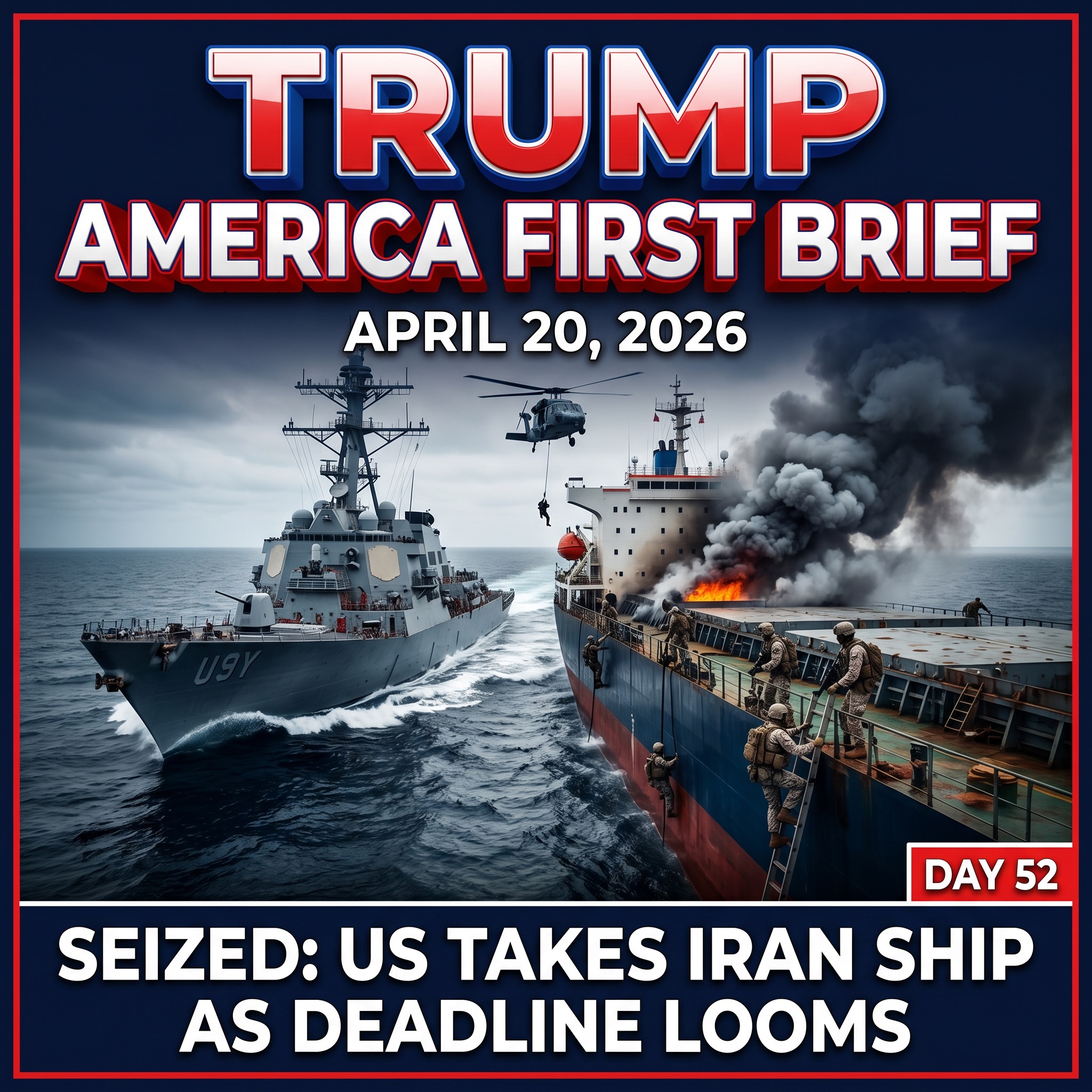 Monday 20th April, 2026: “SEIZED: US TAKES IRAN’S SHIP AS DEADLINE LOOMS” episode artwork