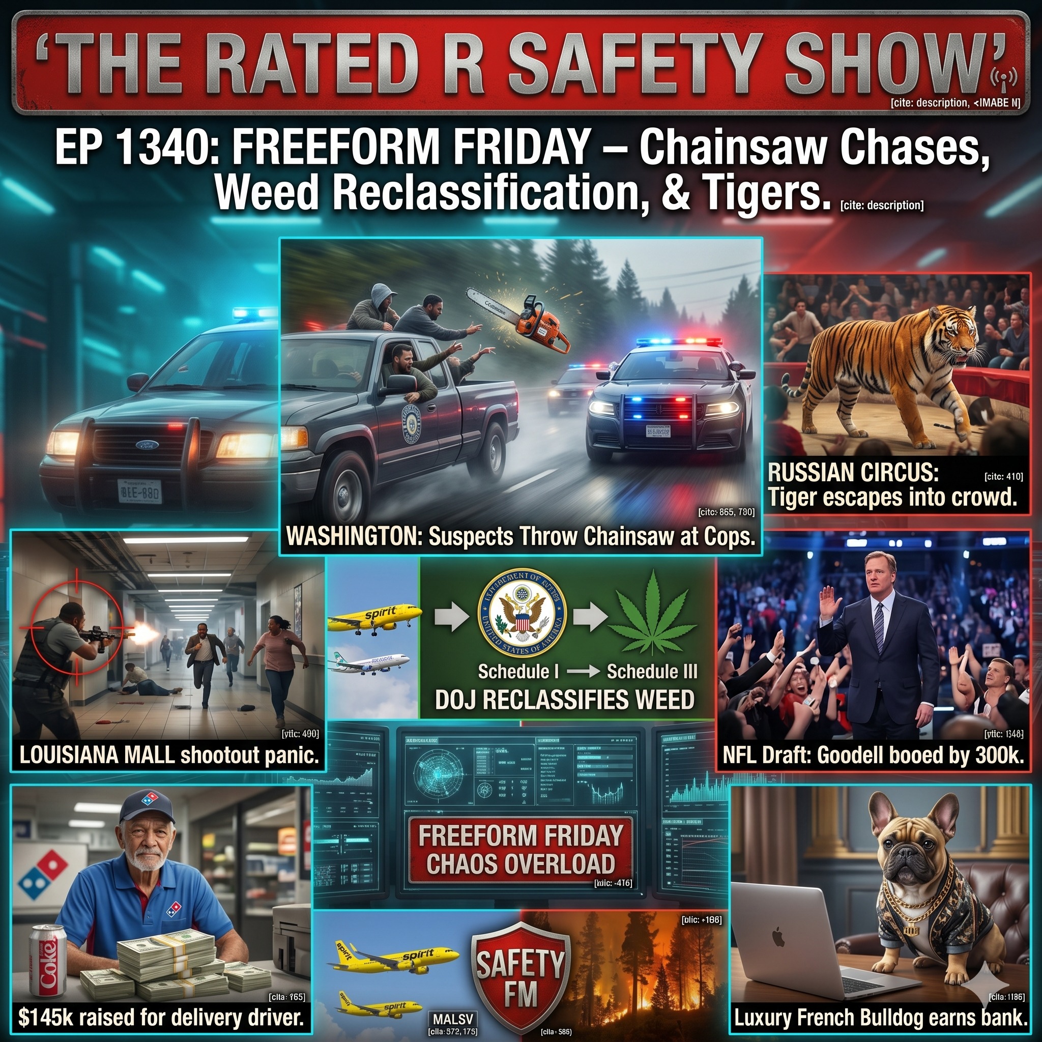 EP 1340: Freeform Friday – Chainsaw Chases, The Weed Reclassification, & A Tiger in the Crowd