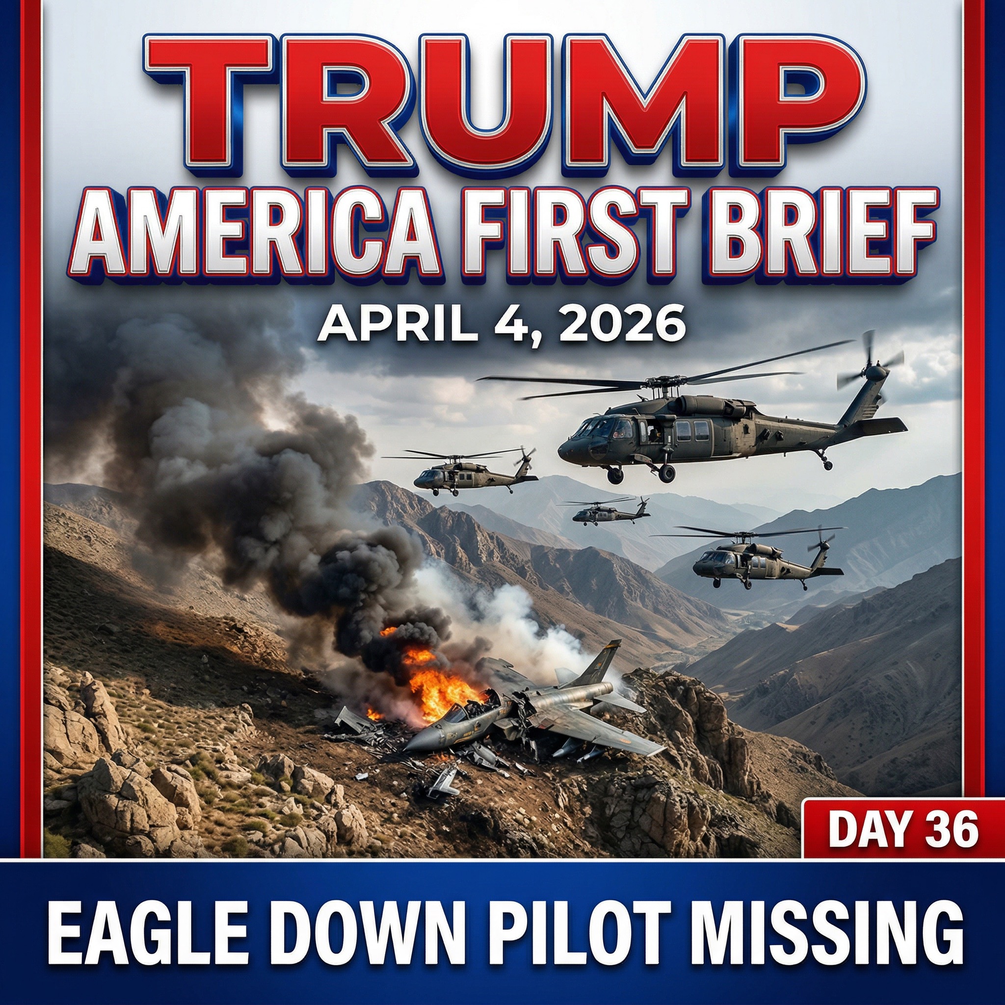 Saturday, April 4, 2026: “Eagle Down: US F-15E Shot Down Over Iran, Pilot Missing as April 6 Deadline Looms” episode artwork