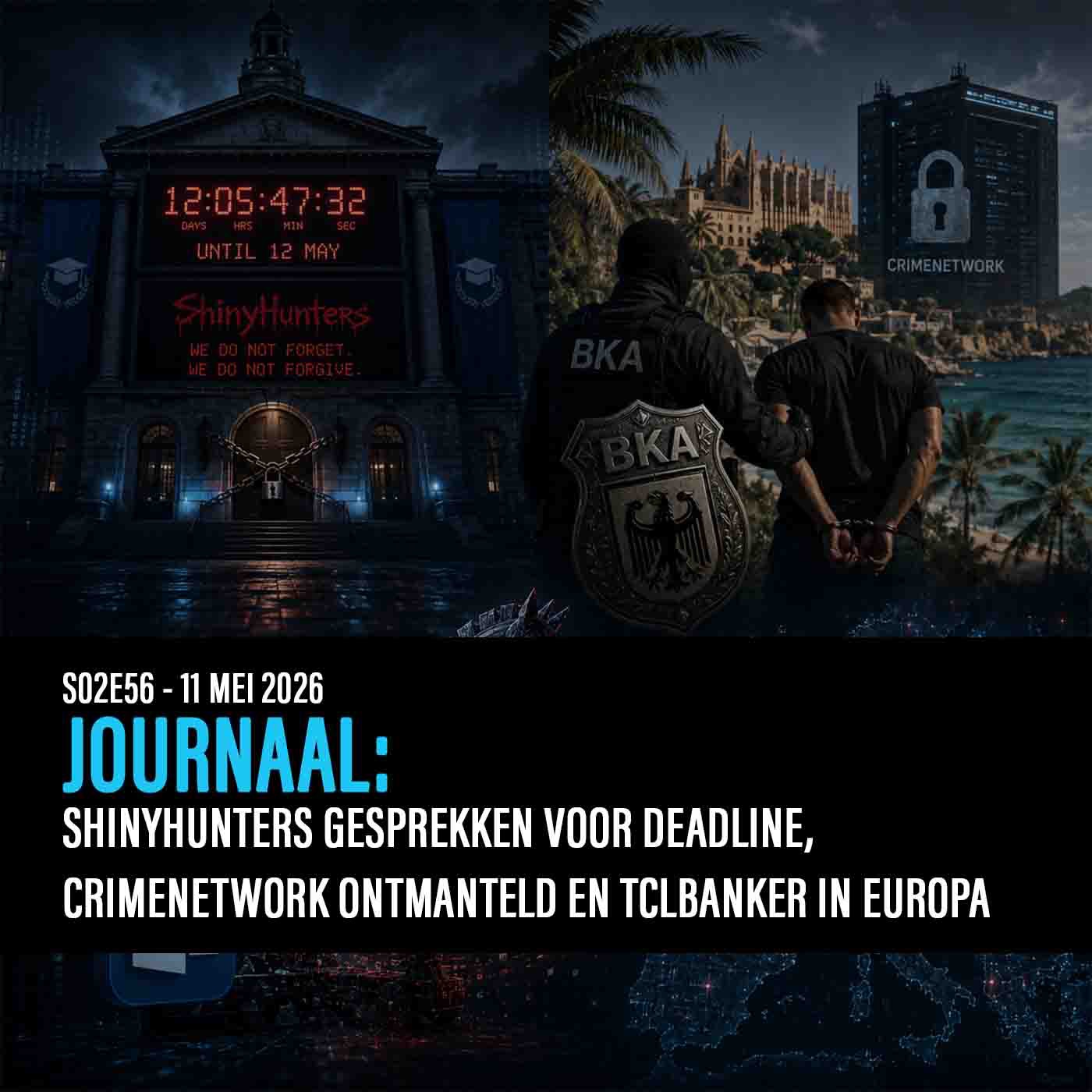 HET JOURNAAL: UNIVERSITEITEN BIJ SHINYHUNTERS, CRIMENETWORK ONTMANTELD EN TCLBANKER episode artwork
