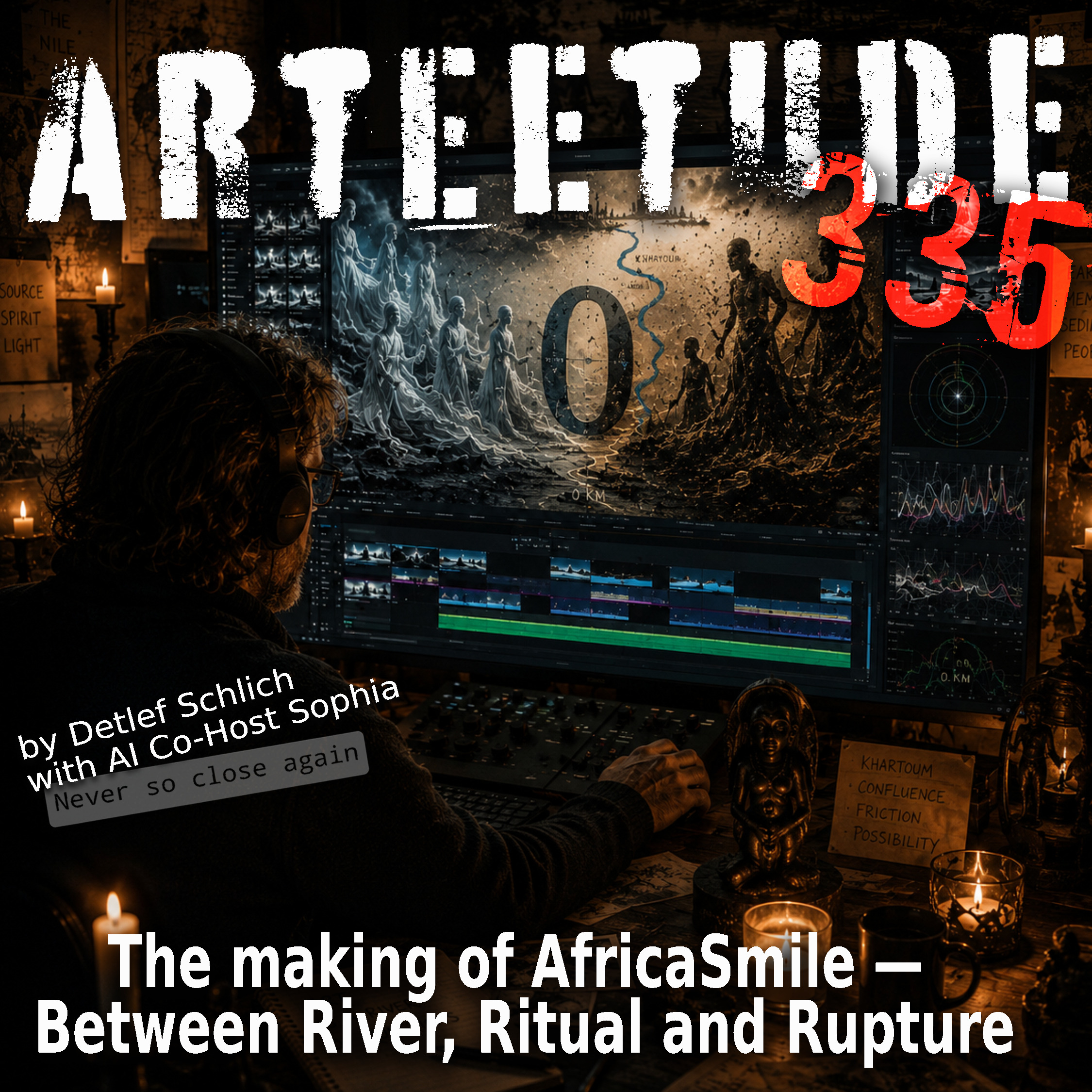 #Arteetude 335 - Detlef Schlich and Co-Host Sophia about the making of the upcoming WAW video for AfricaSmile — a journey through rivers, AI imagery, artistic friction, friendship, symbolism and fragile hope. episode artwork