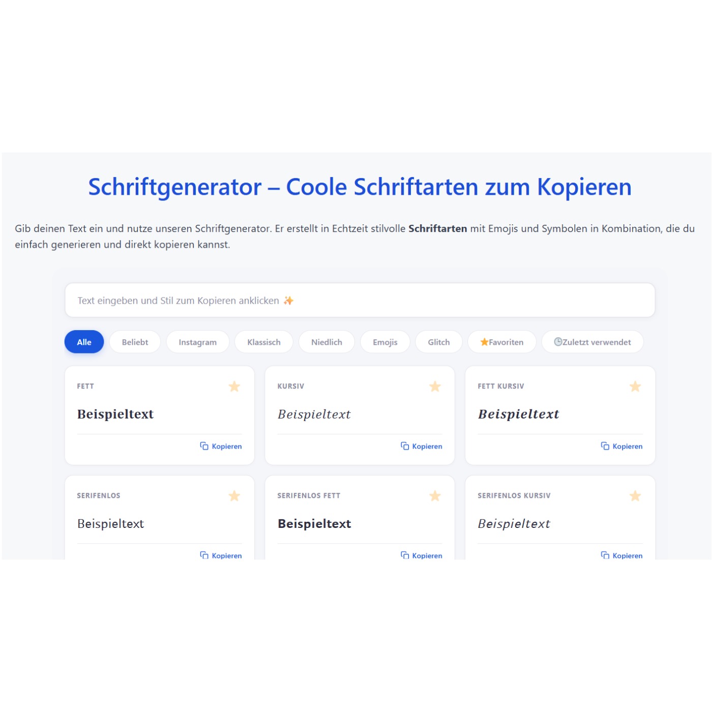 Kreative Texte mit dem Online Schrift Generator