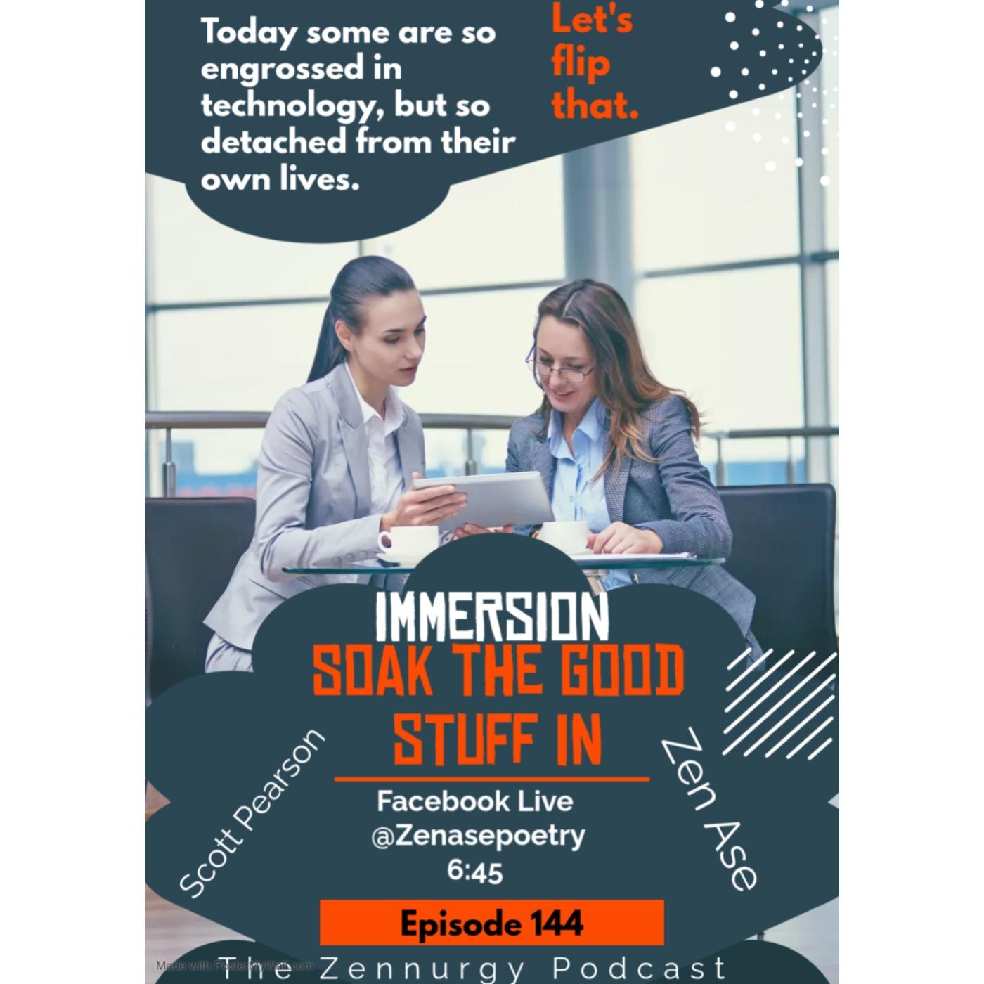 Episode 144- Immersion- Soak the Good Stuff In — The Zennurgy Podcast cover